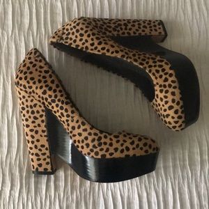 Ponyhair Cheetah Wedged Heels